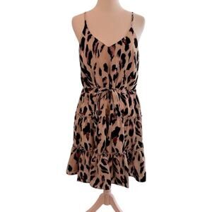 Anthropologie The Impecable Pig Tiered V-Neck Dress With Tie-Front Sash, size S